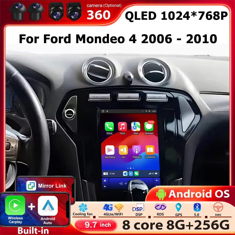9.7'' Android 16 Auto For Ford Mondeo 4 2006 - 2010 Car Radio Multimedia Video Player GPS