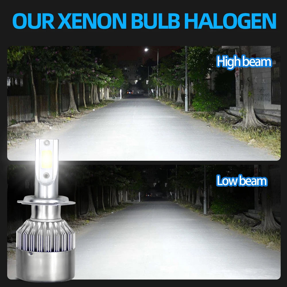 H1 H7 LED Car Light 40000LM Truck Headlight Bulbs Turbo Auto Lamps 6000K 12V For VW CADDY