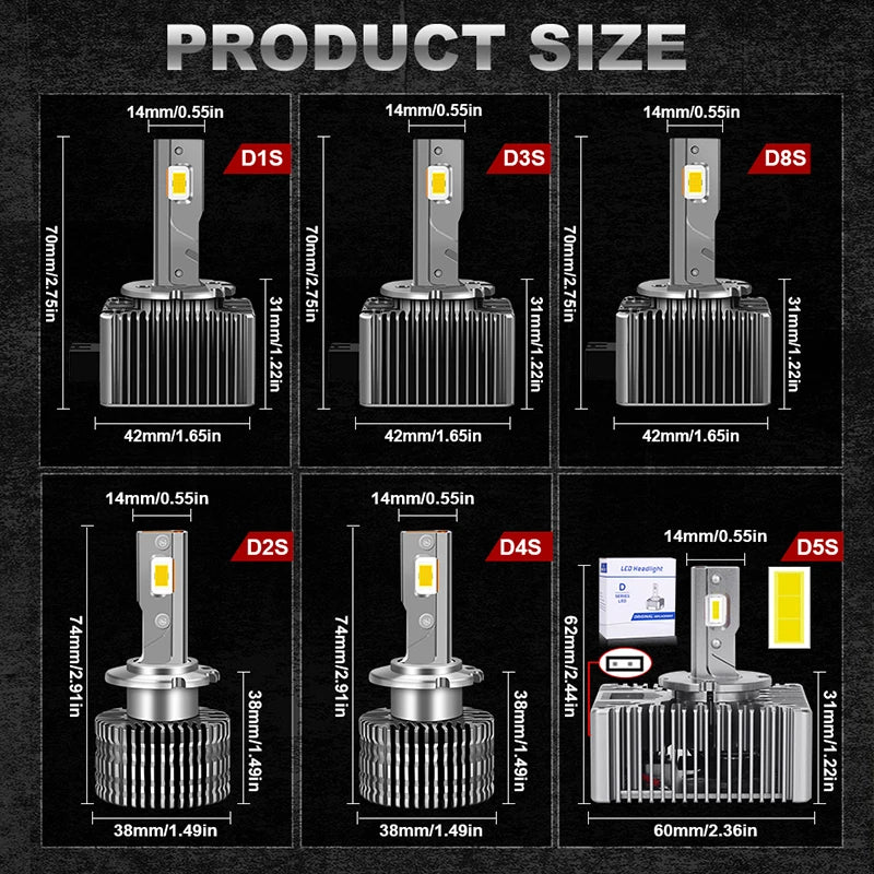 D SERIES D1S D3S LED Car Headlight Bulb D2R D2S D1R D3R D4R D4S D5S D8S Turbo Light 4300K