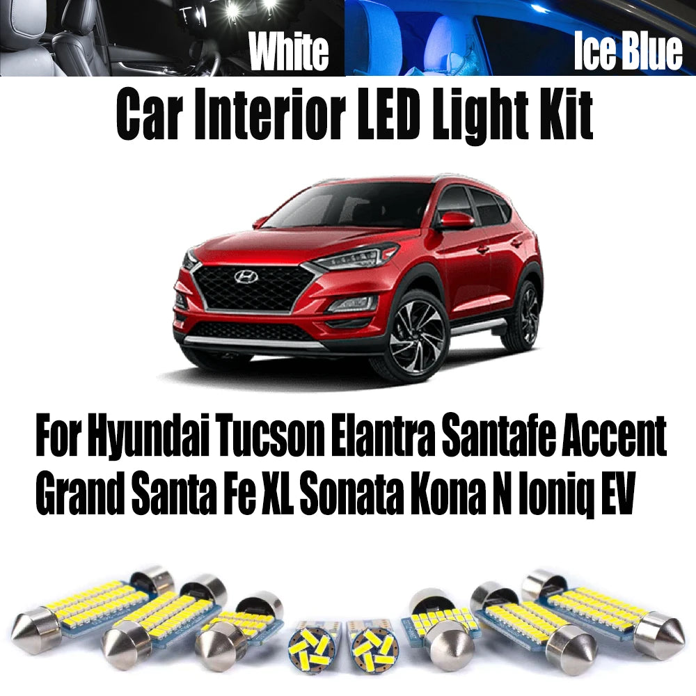 LED Interior Light Kit for Hyundai Tucson Elantra Santafe Grand Santa Fe XL Accent Sonata Kona N Ioniq EV Car Bulbs -...