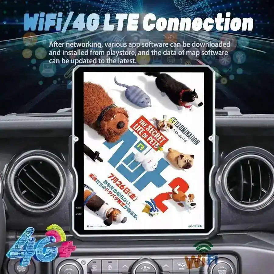 12.1" Android 14 Screen Car Radio For Jeep WRANGLER 2018-2023 Multimedia GPS Tesla Style V