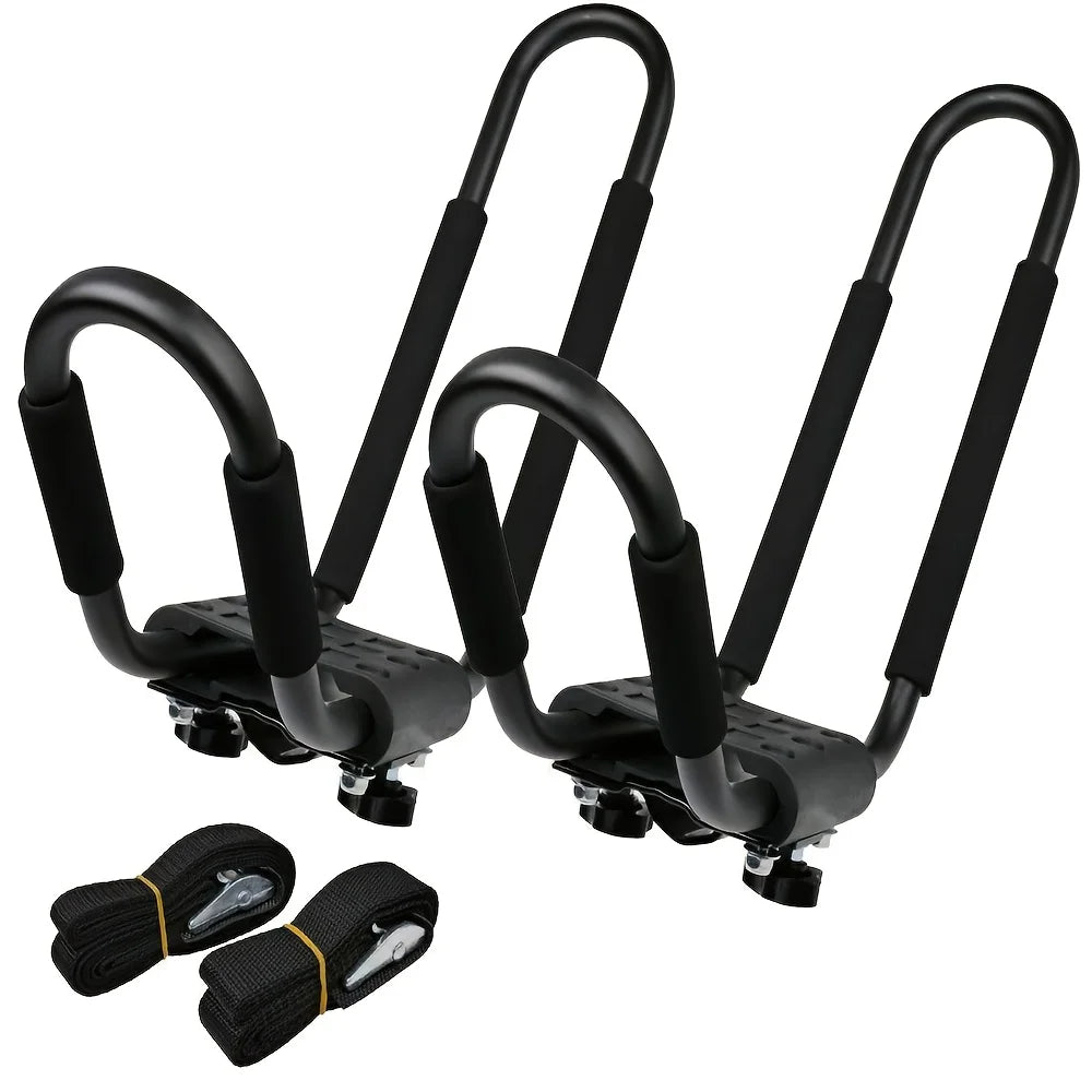 1 Pair J Style Kayak Roof Rack Carrier Car Top Cross Bar Mount Holder For Canoe Boat Transport - Automotive LED Light