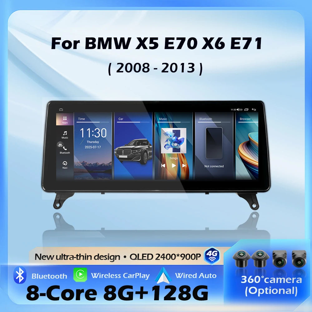 For BMW X5 E70 X6 E71 2008 - 2013 CCC CIC System Android16 Wireless CarPlay Car Raido Mult