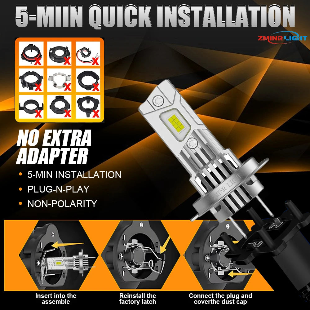 LED H7 H4 H1 Headlight Bulbs CANBUS Turbo Fan Auto Lights Led for Car Super Bright Mini He