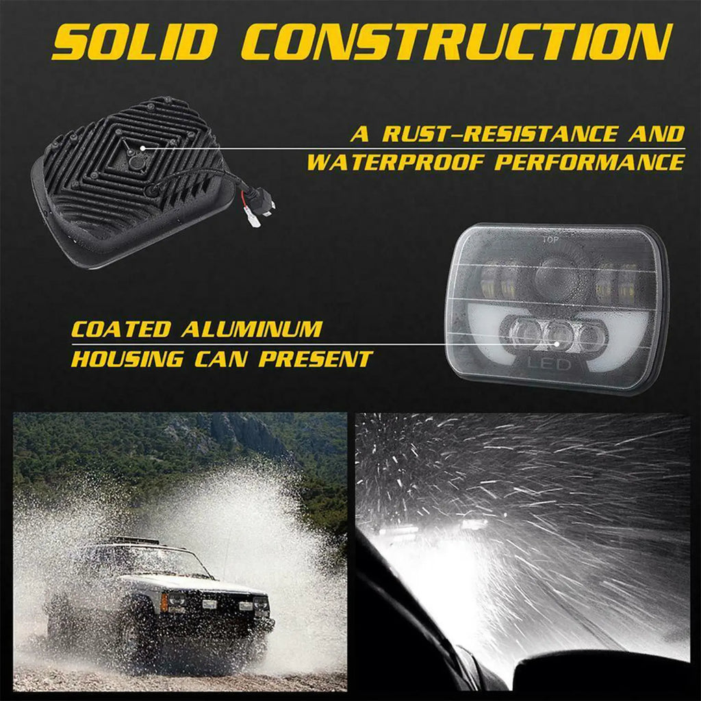 7inch H4 Led Light For Jeep Wrangler Toyota Nissan Ford off road Square Headlight Assembly