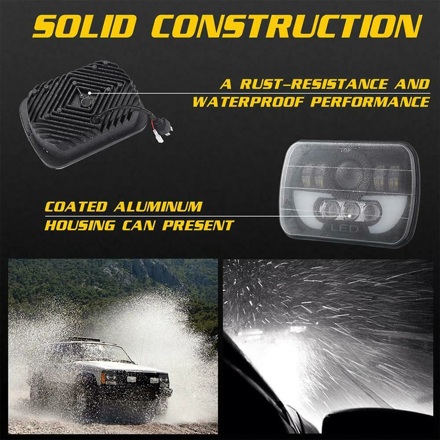 7inch H4 Led Light For Jeep Wrangler Toyota Nissan Ford off road Square Headlight Assembly