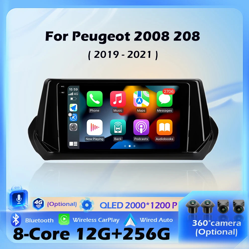 Navigation GPS For Peugeot 2008 208 2019 - 2021 Car Radio Multimedia Player Carplay Androi