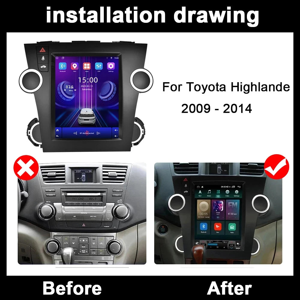 Car Radio Multimedia Player GPS Navigation Tools For Toyota Highlander 2009 - 2014 Android