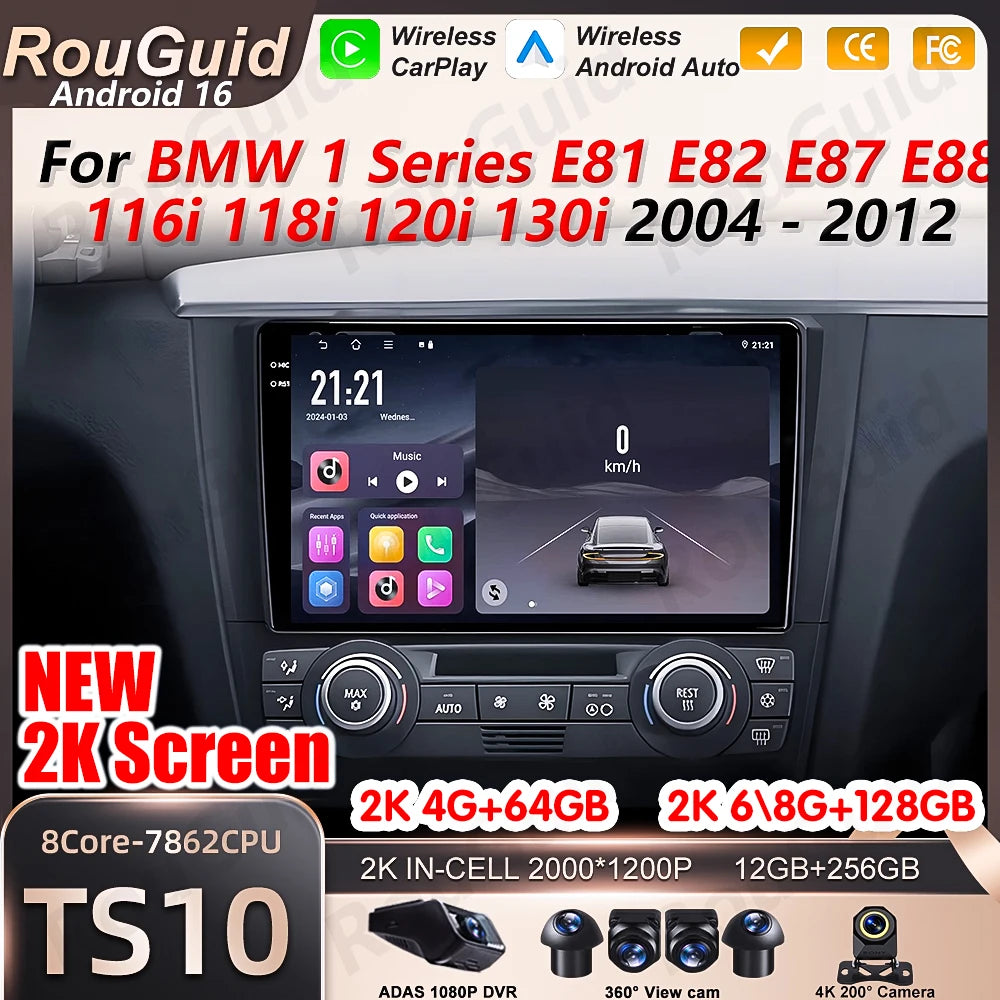 Android 16 Auto Car Radio For BMW 1 Series E81 E82 E87 E88 116i 118i 120i 130i 2004 - 2012 | AUTOKITSHOP