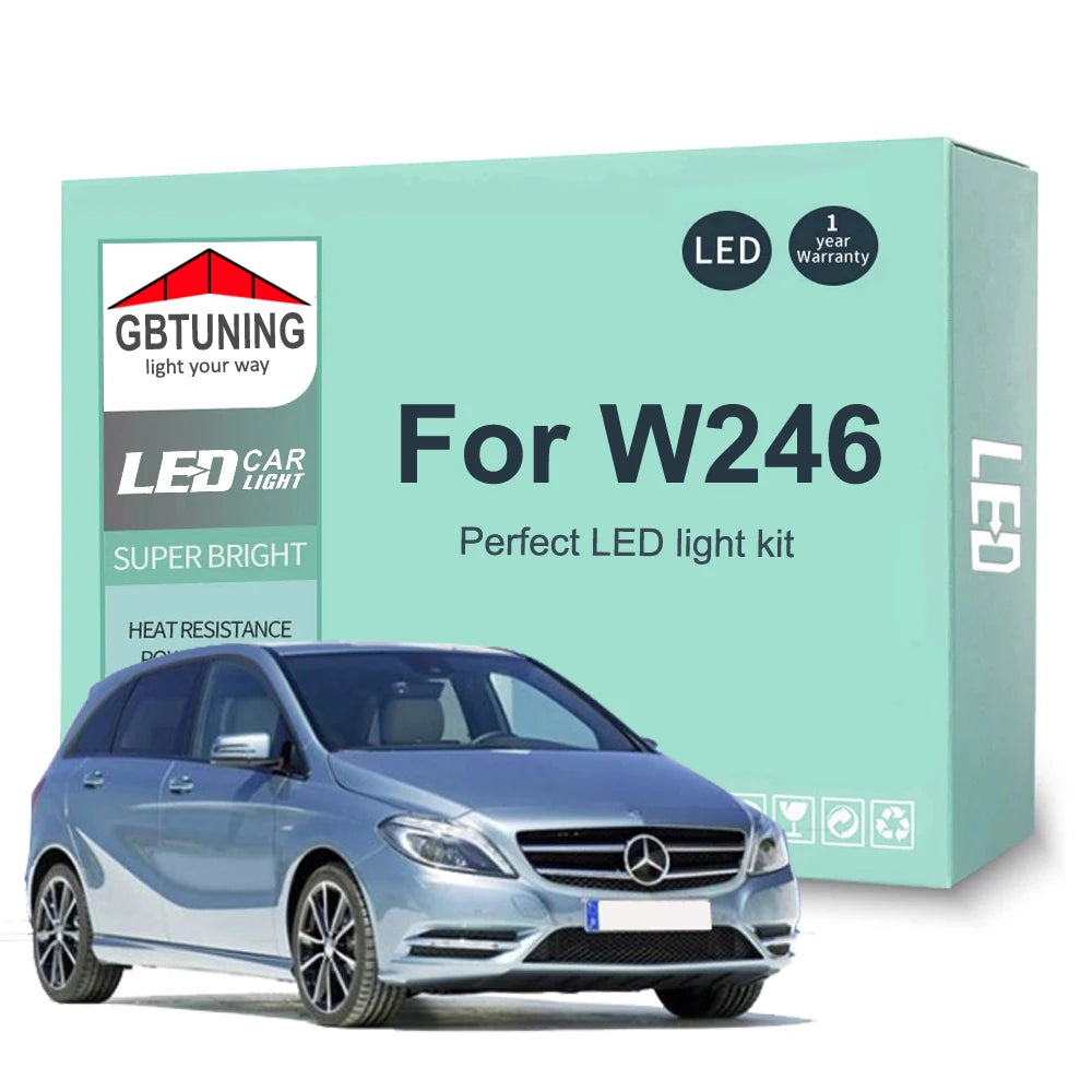 15-Piece LED Interior Light Kit for Mercedes Benz B Class W246 B180 B200 B220 B250 2012-2019 - Canbus Dome Map Door T...