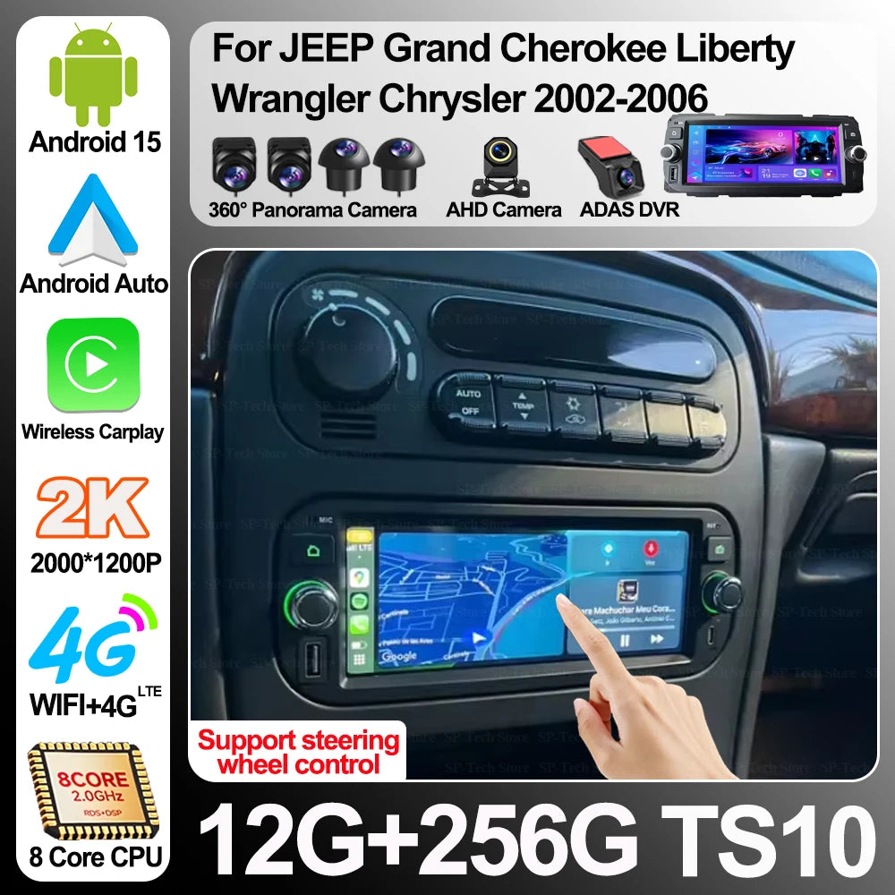 Android 16 For Jeep Grand Cherokee Liberty Wrangler Chrysler 2002-2006 Car Screen Multimed | AUTOKITSHOP