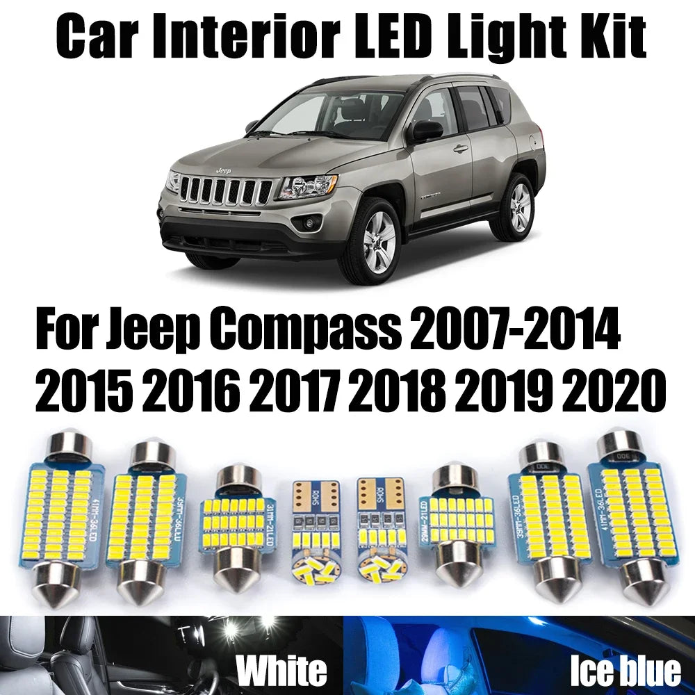 LED Interior Light Kit for Jeep Compass 2007- 2017 - Canbus Dome Map Door Trunk Bulbs | AUTOKITSHOP