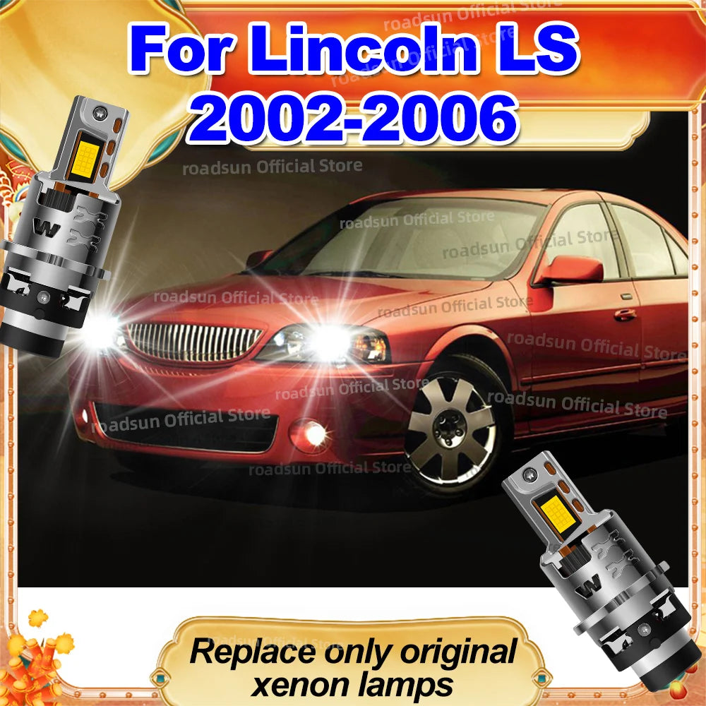 LED Headlight 1:1 Xenon HID Bulbs 50000LM Turbo Lamps Canbus 6000K Plug&Play For Lincoln L