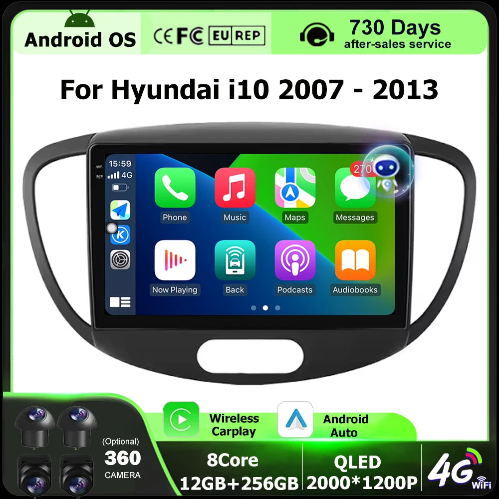 Car Radio Multimedia Video Player GPS Navigation For Hyundai i10 2007 2008 2009 2010-2013