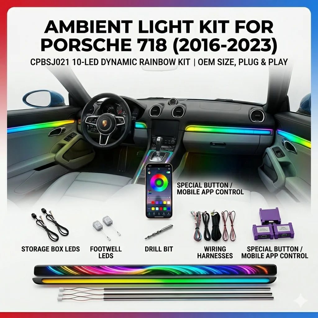 64 Color - Ambient Light - for Porsche 2016-2023 - Car Interior Lighting
