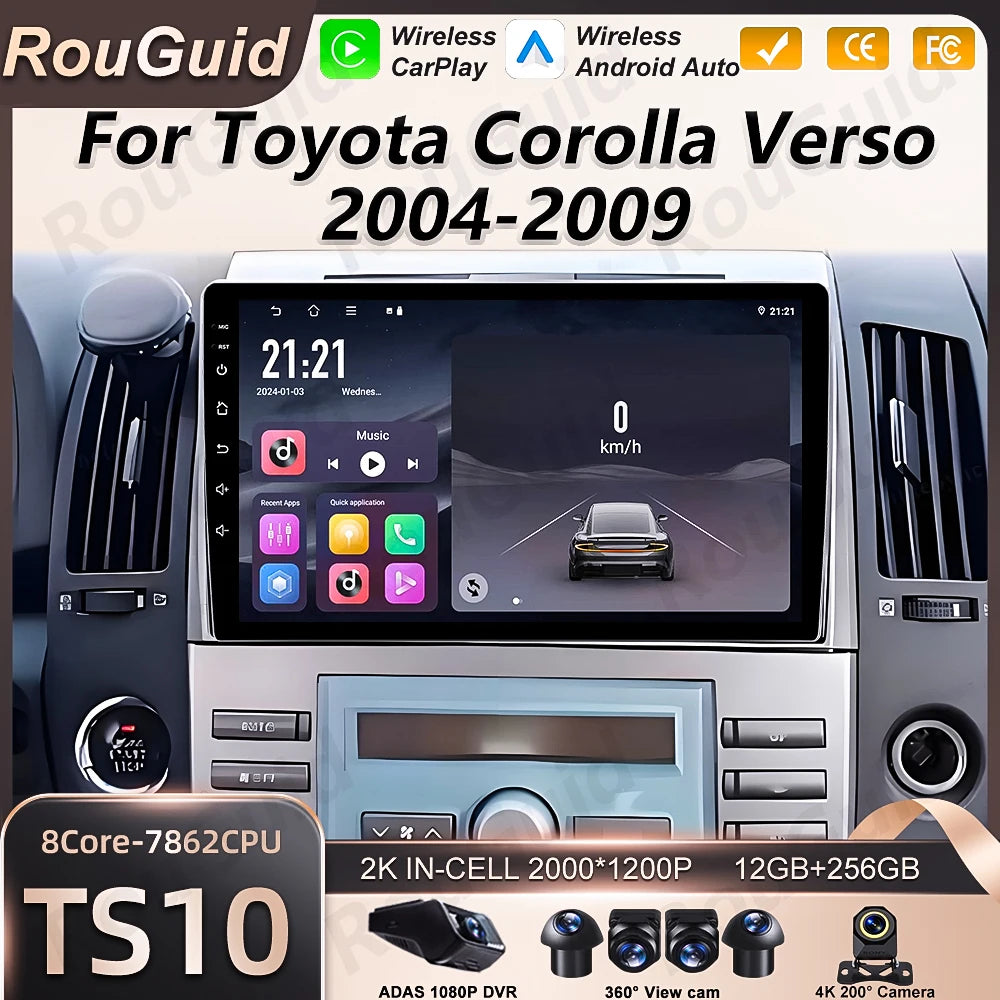 Android 16 Car Radio For Toyota Corolla Verso 2004 2005 2006 2007 2008 2009 Multimedia Pla | AUTOKITSHOP