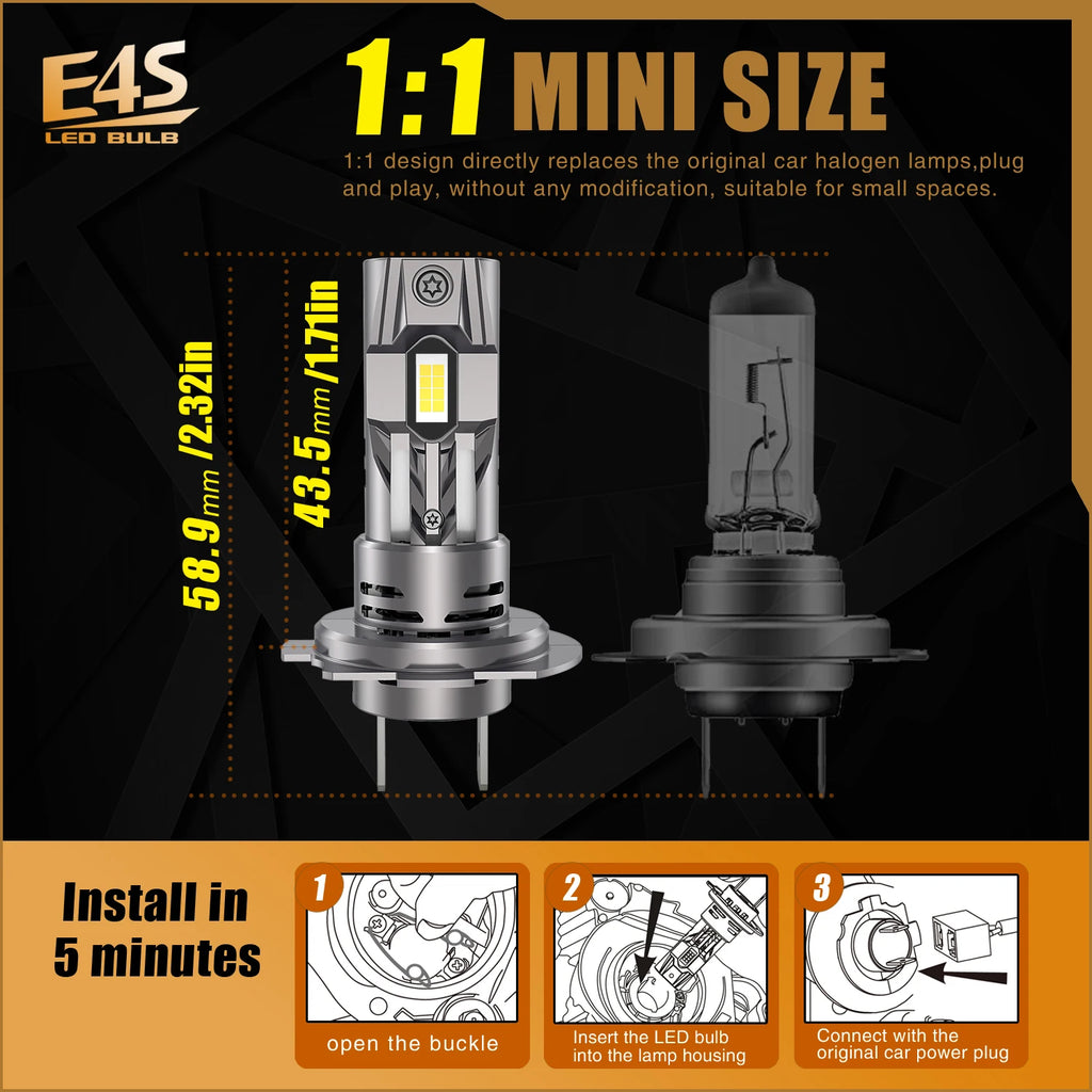 2x H7 Led Canbus No Error Headlights White Lights Diode Bulb 12v Car Driving Running Lamp