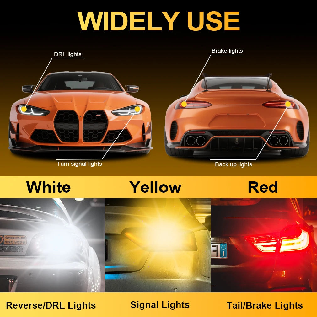 TOAUTO 2PCS P21 LED Light Car BA15S BAU15S BAY15D P21W PY21W Signal Light Additional Brake