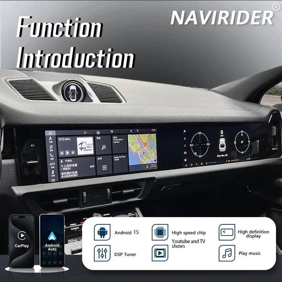 Android 15 Car Radio 12.3+12.3Inch Interactive For Porsche Cayenne 2018-2024 GPS Navigatio | AUTOKITSHOP