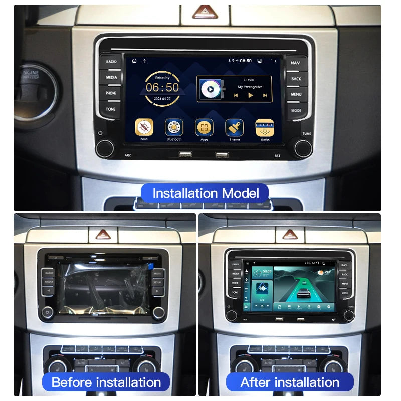 SZLELV Android15 Car Radio GPS For VW Volkswagen Jetta Touran Passat B6 Polo Multimedia Pl