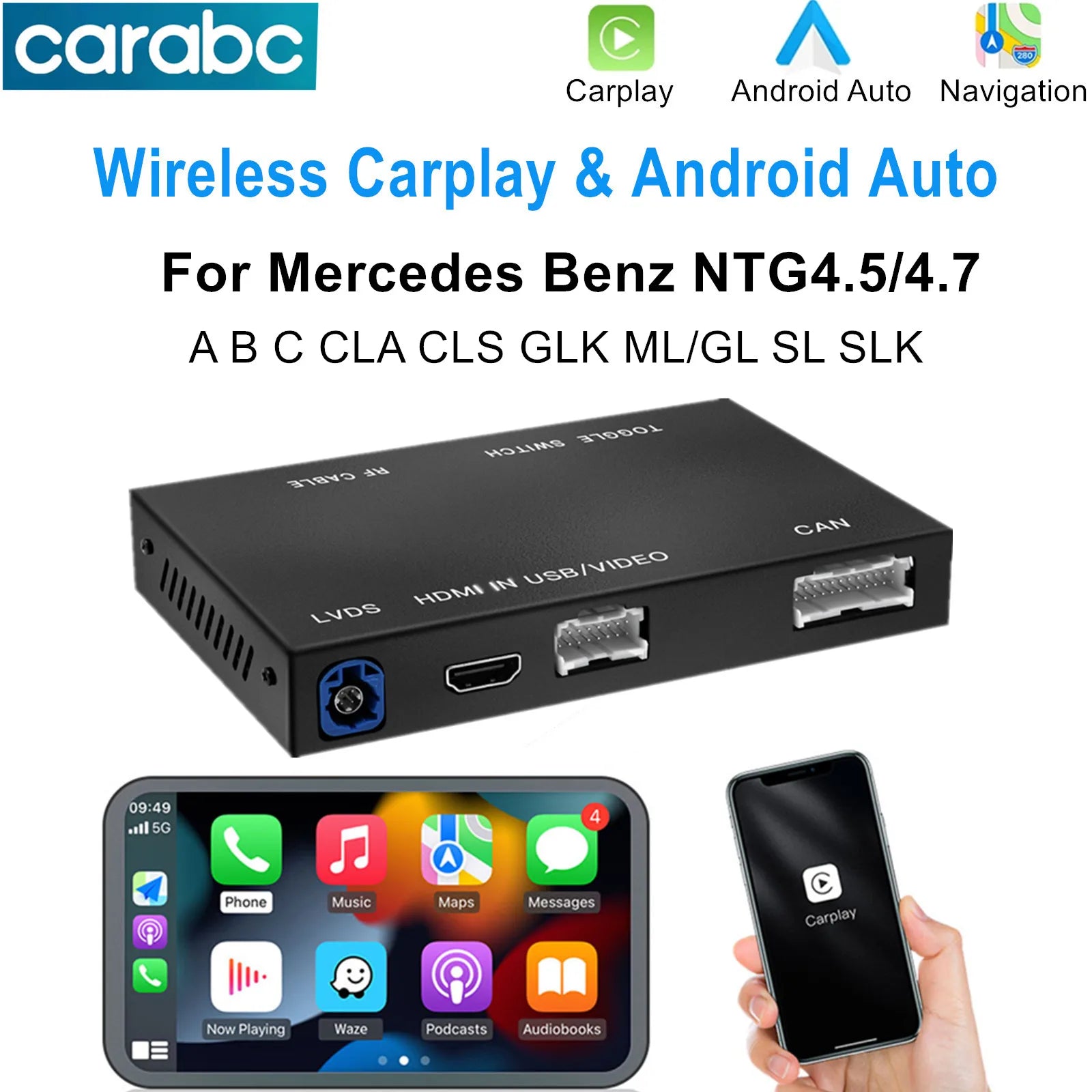 CARABC For Benz NTG4.5/4.7 System Wireless CarPlay Adapter Android Auto Module For Mercede