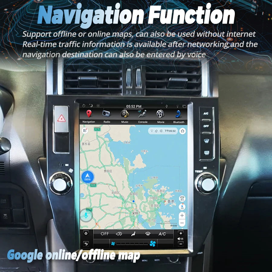 256GB ROM Screen Android 13 Multimedia Video Player For Toyota Land Cruiser Prado 150 2010