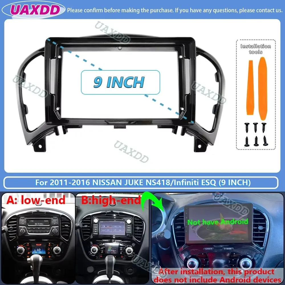 For 2011-2016 NISSAN JUKE NS418 Infiniti ESQ 9INCH 2 Din Car Android frame panel fascia ca