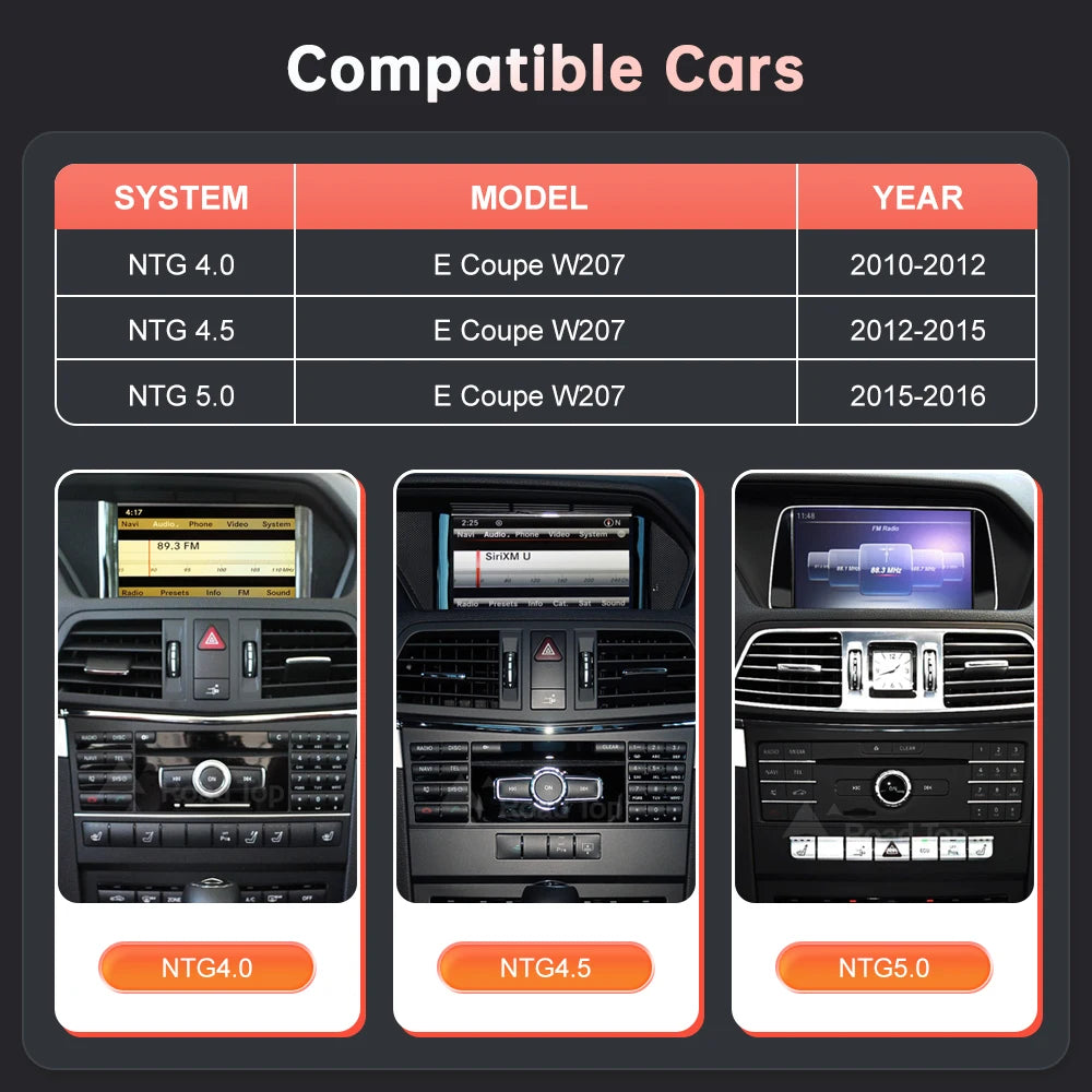 Multimedia Display Screen For Benz E Coupe W207 2009-2016 NTG4.0/4.5/5.0 Wireless Carplay  | AUTOKITSHOP