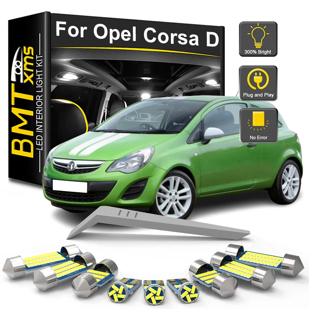 10-Piece LED Interior Light Kit for Opel Vauxhall Corsa D - Canbus Error-Free Bulbs | AUTOKITSHOP