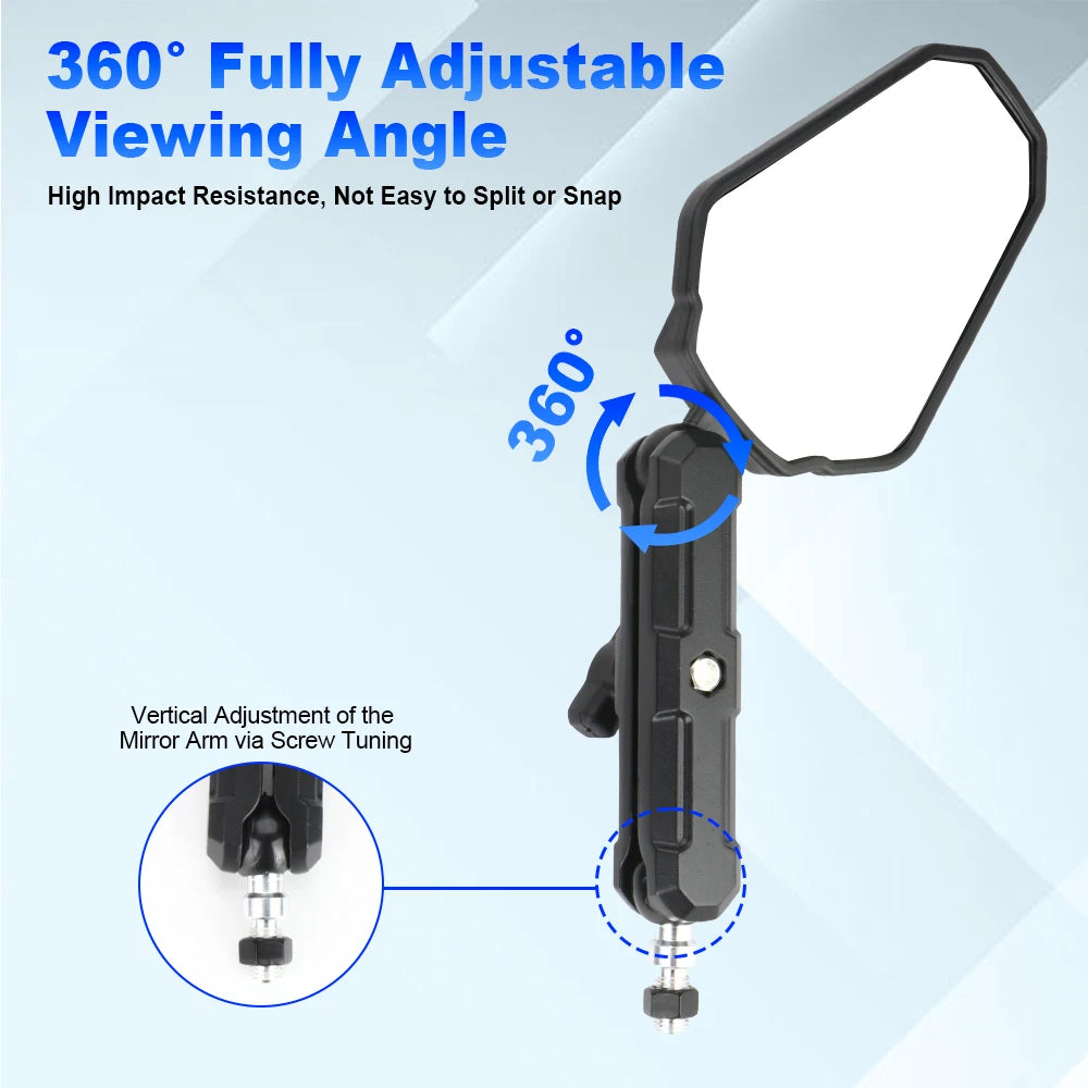 1 Pair Motorcycle Rearview Mirrors With Screw Off Road Wide Side Mirror For Kawasaki Ninja