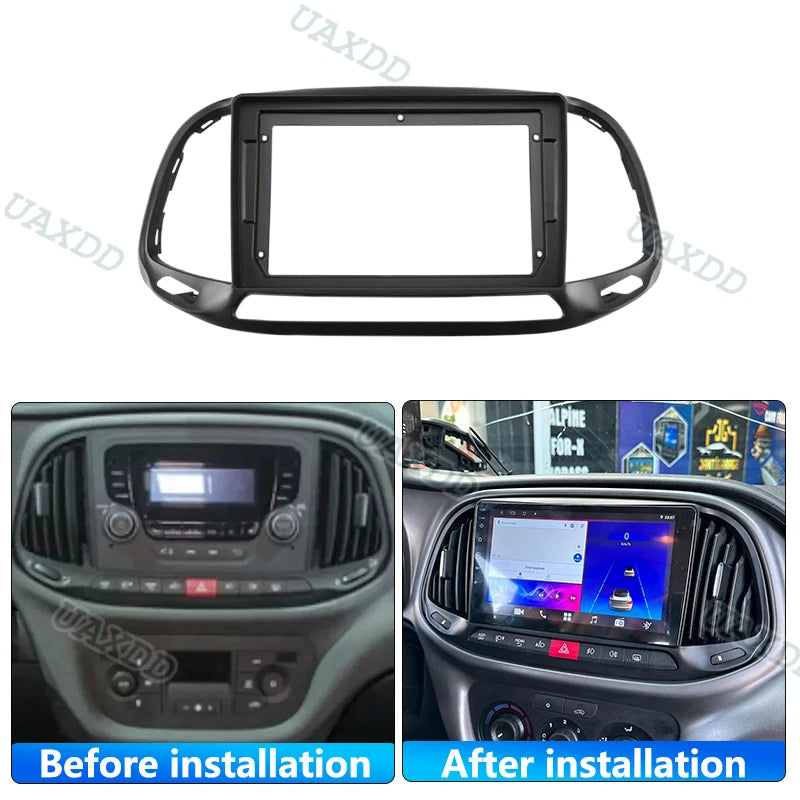 For 2015 FIAT DOBLO 9INCH 2 Din Car stereo radio Android frame panel fascia cable video ha