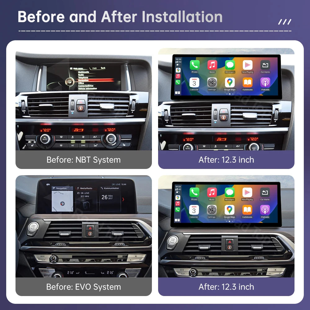 12.3" Ultra Thin Multimedia Touch Screen For BMW X3 F25 X4 F26 2011-2022 Wireless Carplay  | AUTOKITSHOP