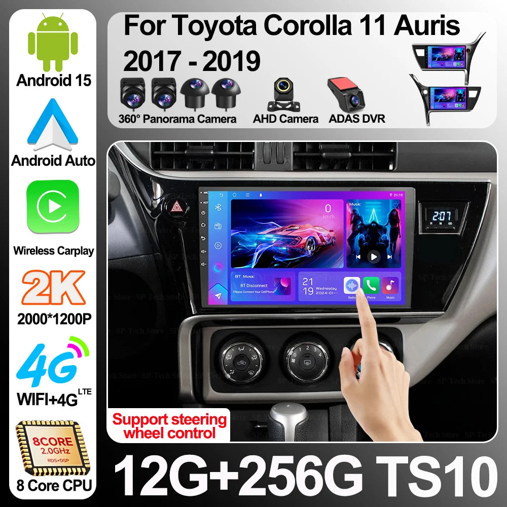 Android 16 For Toyota Corolla 11 Auris 2017 - 2019 2k Qled Android Car Radio Multimedia Vi | AUTOKITSHOP