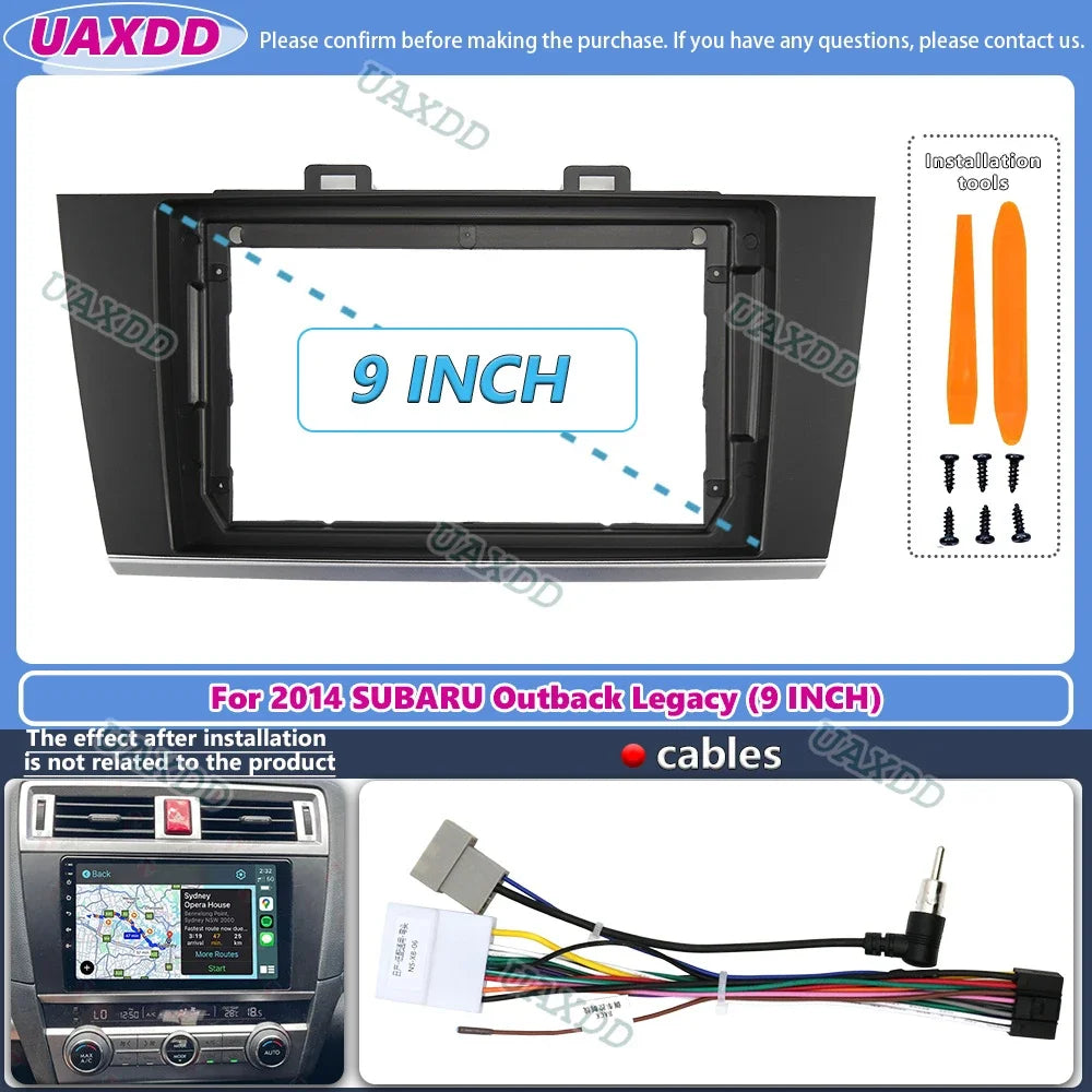 For 2014 SUBARU Outback Legacy 9INCH 2 Din Car stereo radio Android frame panel fascia cab