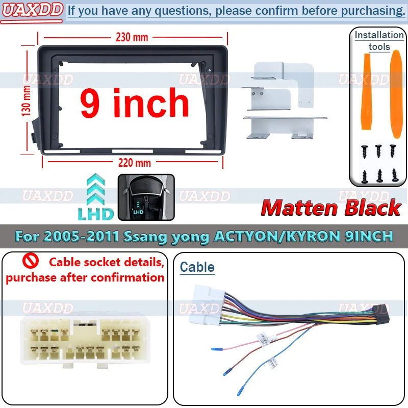 For 2005-2011 SSANG YONG ACTYON, KYRON LHD Player Radio Android Stereo Harness Screens Nav