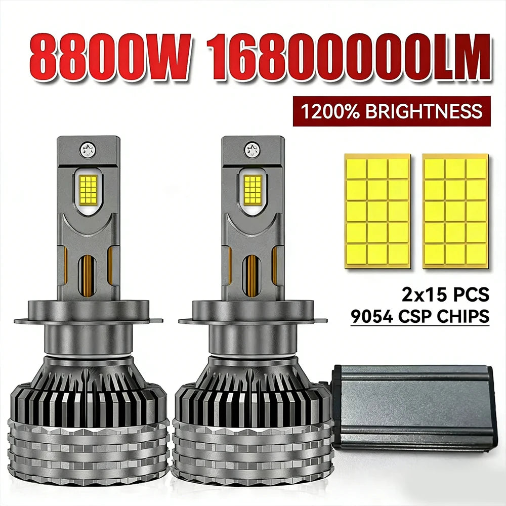 8800W H7 H4 H11 Led Car Headlight Bulbs 4 Copper Tubes 16800000LM 9054 CSP Canbus H1 9005