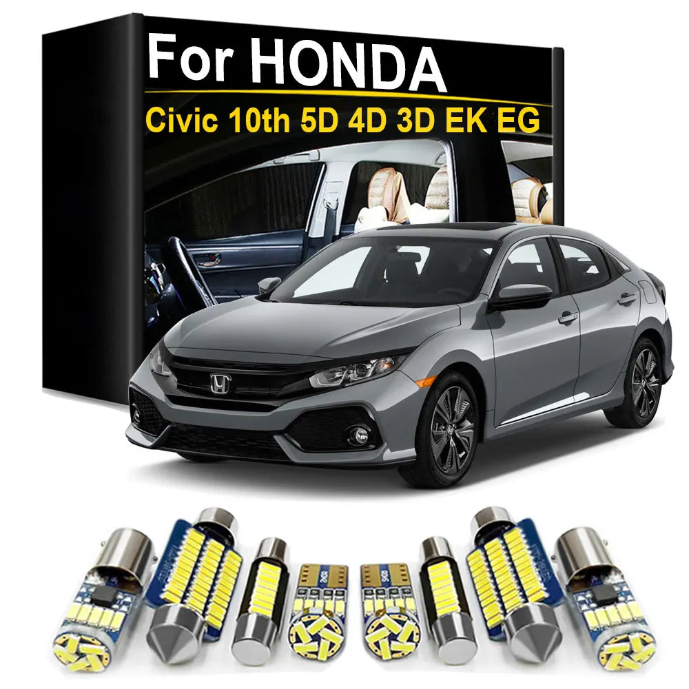 LED Interior Light Kit for Honda Civic 10th Gen 5D 4D 3D EK EG 1992- 2010 - Canbus Dome Map Door Trunk Bulbs | AUTOKI...