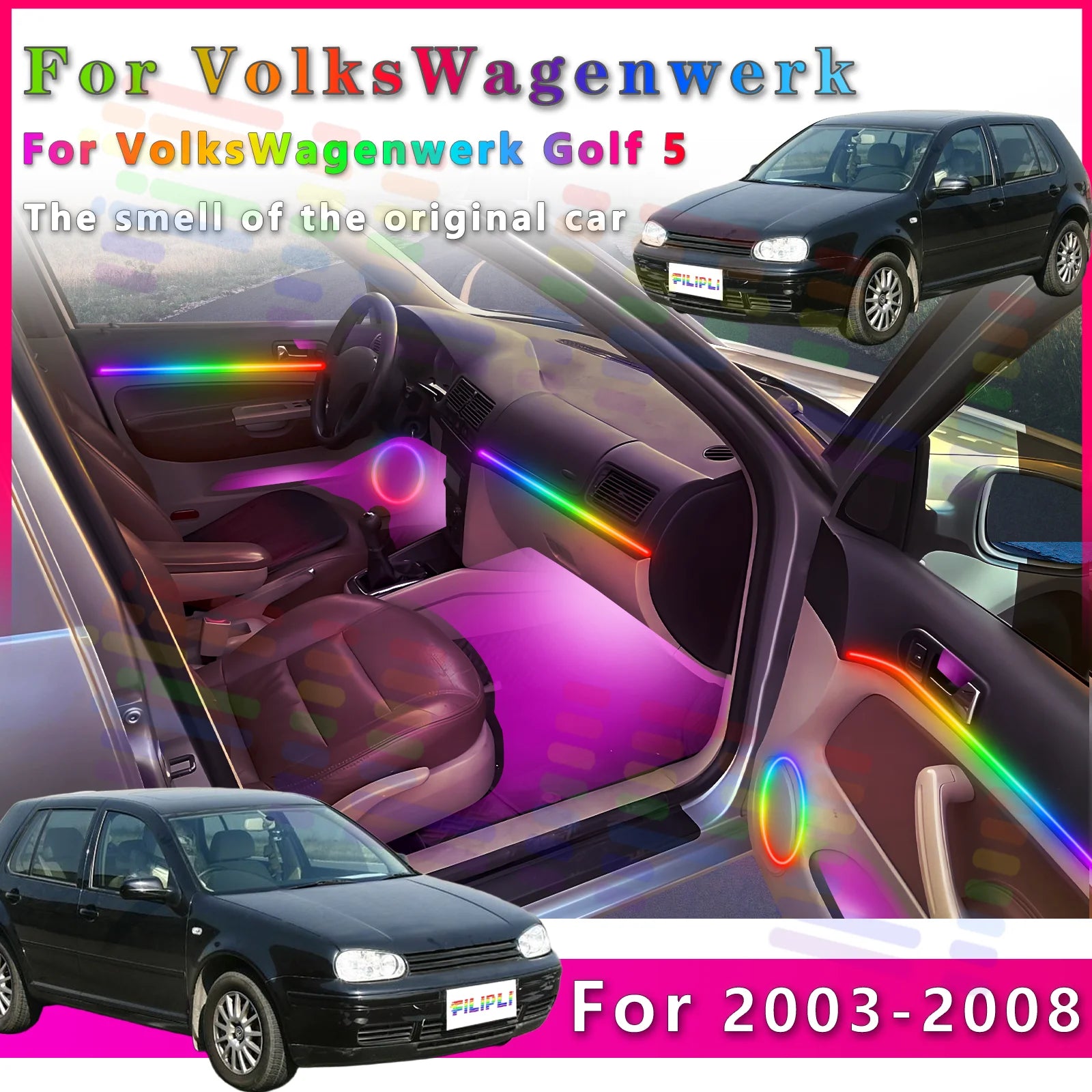 RGB - Ambient Light - for VW 2003-2008 - App Control - Car Interior Lighting | AUTOKITSHOP