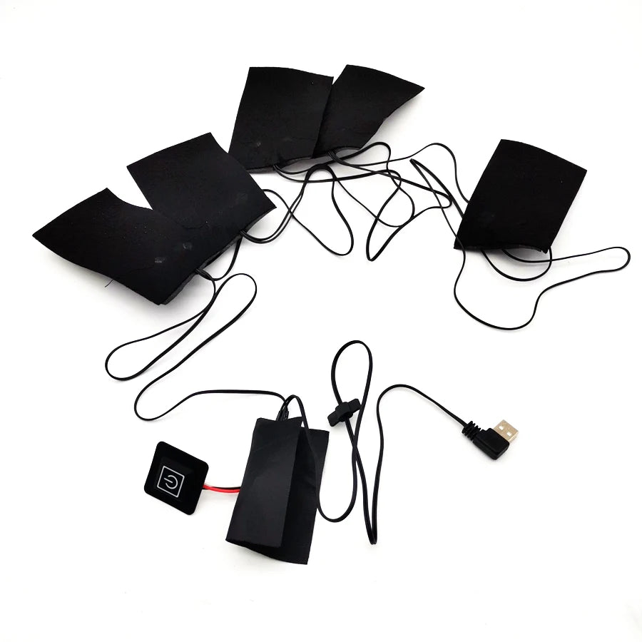 5 in 1 USB Electric Heated Jacket Heating Pad Themal Warm Winter Car Heating Vest Pads sup
