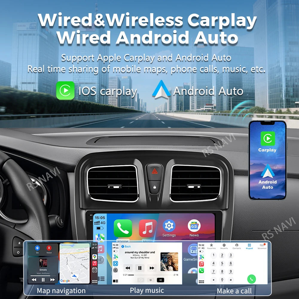 Plug and Play Android 16 For Renault Logan 2 2012 - 2022 Sandero 2 2013 -2022 2K QLED Ster