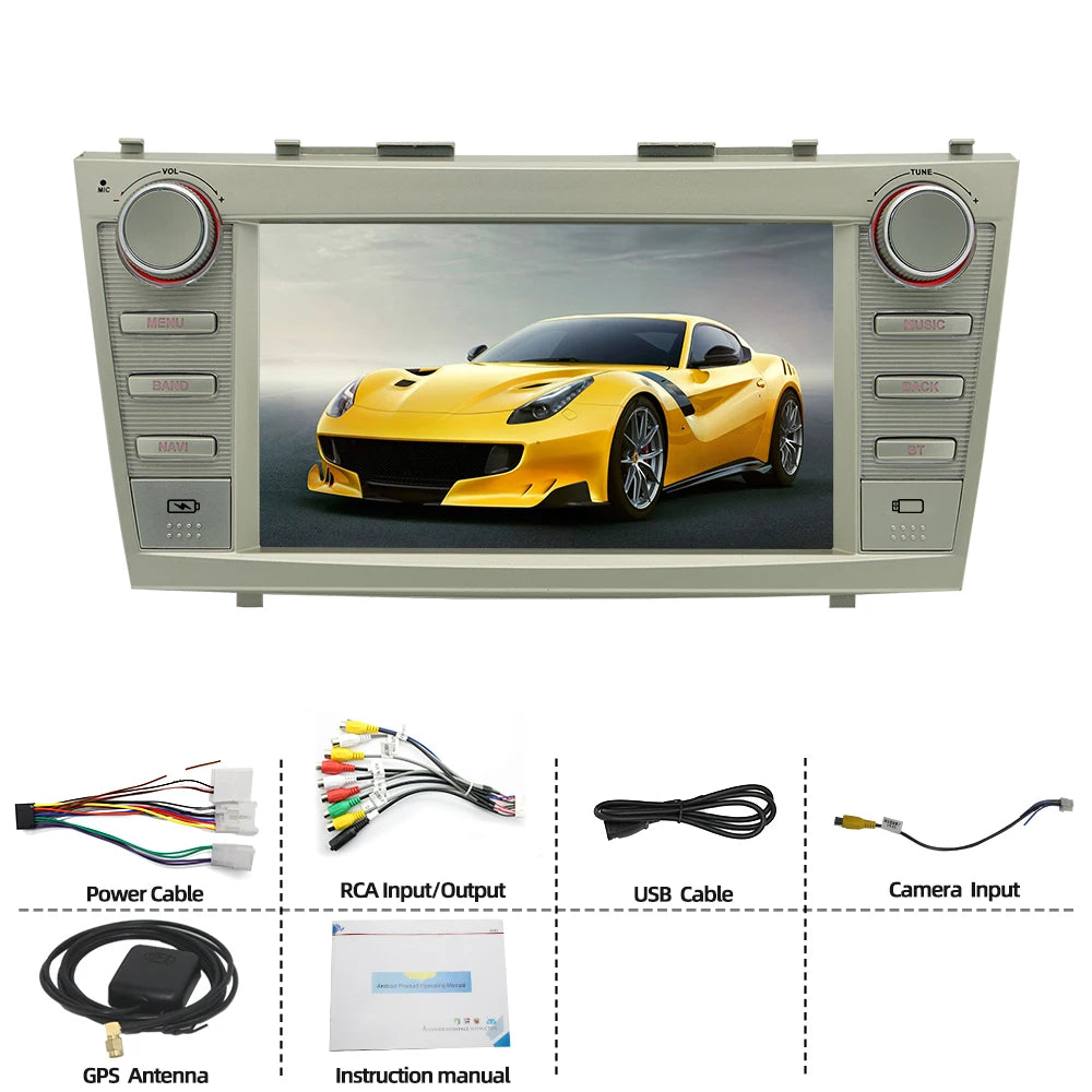 12.3" Car Radio GPS Android 14 Touch Screen with Wireless CarPlay Android Auto DSP WiFi BT Mirroring for Camry 2006-2011