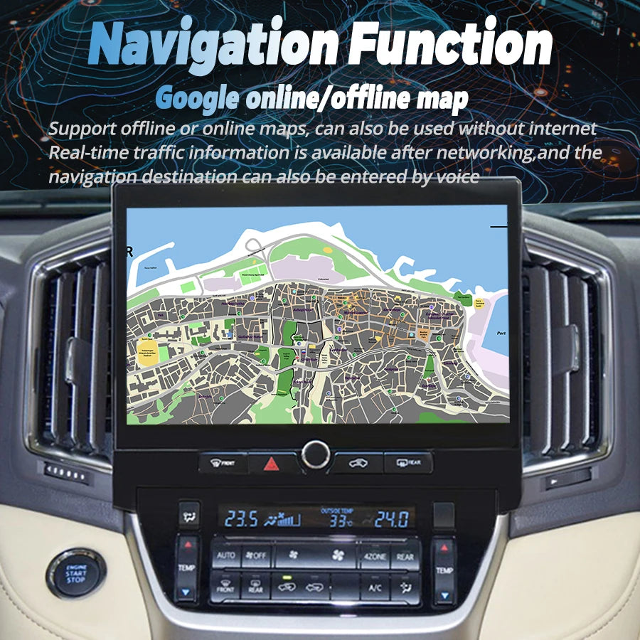 Navigation Radio Stereo Multimedia Video Player 2K 1920×1080 Qled Screen For Toyota Land C