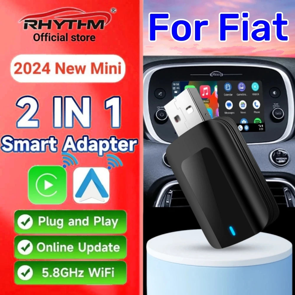 Wireless Adapter OEM-CarPlay Android Auto 2in1 Smart Dongle Play&Plug For For Fiat 500 New | AUTOKITSHOP