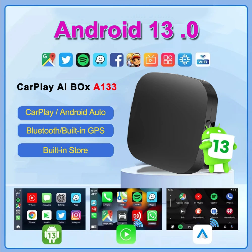 Car Ai Box Android 13 Wireless Android Auto & CarPlay Smart Tv Box Support Youtube Netflix