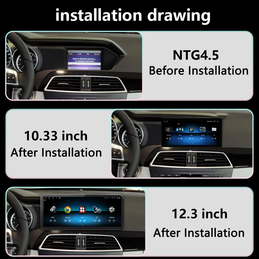 Android 16 NTG4.0/4.5 For Mercedes Benz C Class W204 2007-2010 Carplay Auto Multimedia Pla