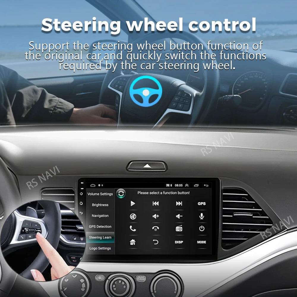 Android 16 For KIA Morning 2 picanto 2011-2017 LHD 2K QLED Android Car Radio Multimedia Vi
