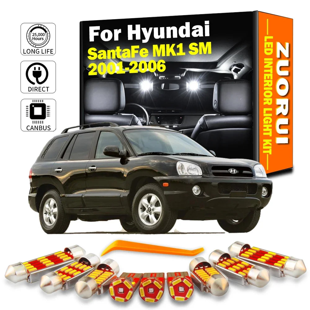 7-Piece LED Interior Light Kit for Hyundai Santafe Santa Fe MK1 SM - Canbus Error-Free Bulbs | AUTOKITSHOP