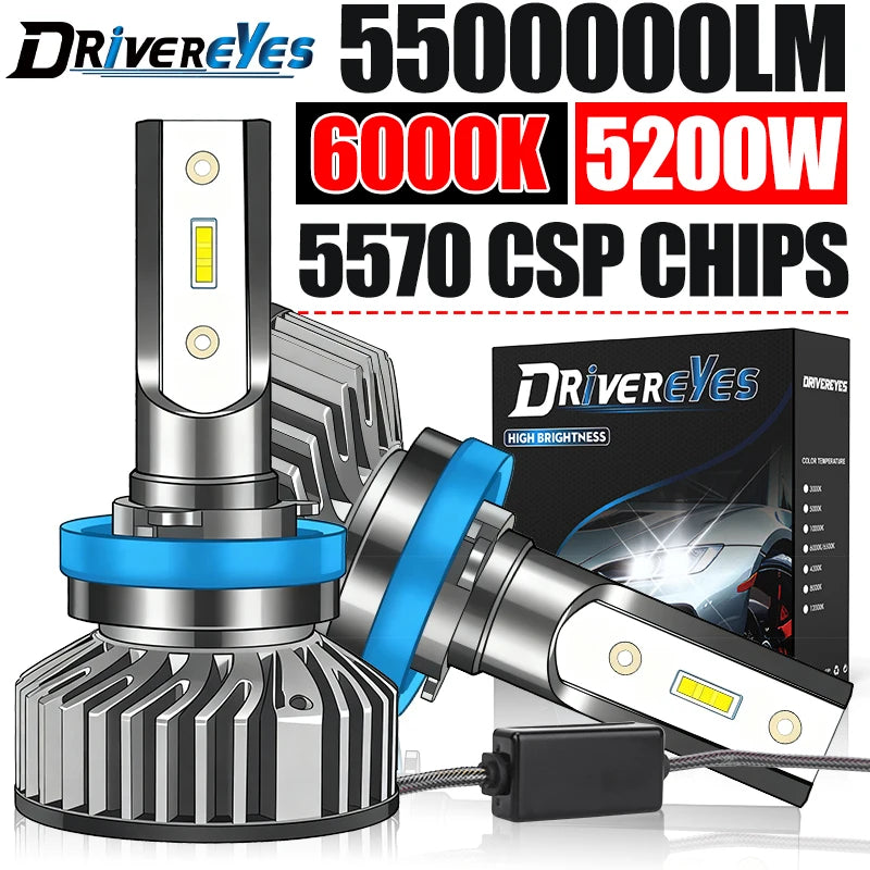 5500000LM H4 H7 Led Headlight 12V 24V 5200W H11 H1 H8 H9 HB3 9005 HB4 9006 Canbus CSP Chip