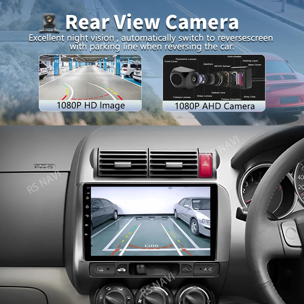 Android 16 For Honda Jazz 1 GD 2001 - 2008 Fit 2001-2009 2K QLED Stereo Car Radio Multimed