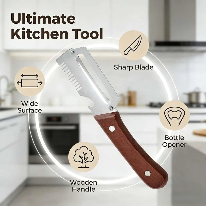Easy Grip Non-Slip Multifunctional 3-in-1 Stainless Steel Peeler Vegetable & Fruit Slicer Shredd - Automotive LED Light